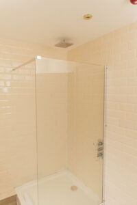 glass standing shower area